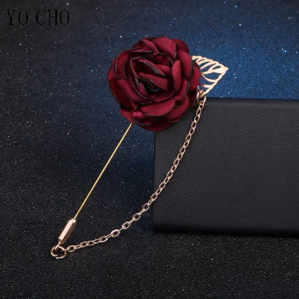 웨딩 브로치 핀 신랑 들러리 원단, 장미 동백꽃, 신랑 들러리, 웨딩 장식 액세서리