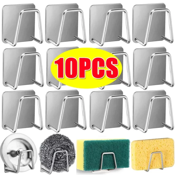 주방 싱크 스폰지 랙 스테인레스 스틸 배수 보관 홀더 자기 접착 와이어 볼 걸레 브러시 건조 주최자 싱크 벽 후크