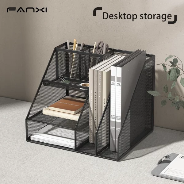 파일 홀더가 포함된 책상 정리함, 3단 편지 트레이와 2개의 펜 홀더가 포함된 책상 정리함, 메쉬 책상 액세서리 및 작업 공간
