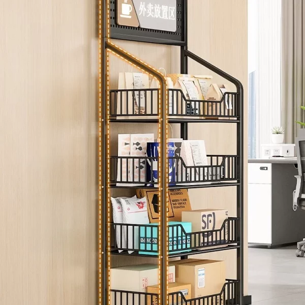 다층 배달 보관 랙 야외 사무실 레스토랑 포장 배치 홀더 홈 입구 탄소강 스탠드