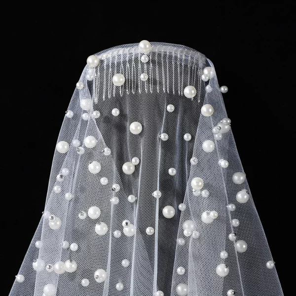 우아한 미니멀리스트 신부 베일, 허리 길이 베일, 여성 결혼식에 적합, 모델 귀걸이 제외