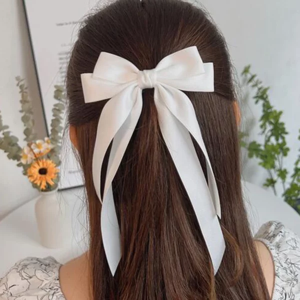 Lystrfac 패션 패브릭 리본 머리 활 머리핀 여성용 헤어 클립 뒤로 머리 탑 클립 여성 헤어 액세서리