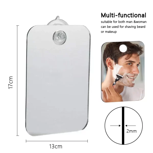 휴대용 아크릴 안티 안개 거울 샤워 면도 Fogless 거울 화장실 여행 액세서리 여성 메이크업 남자 면도