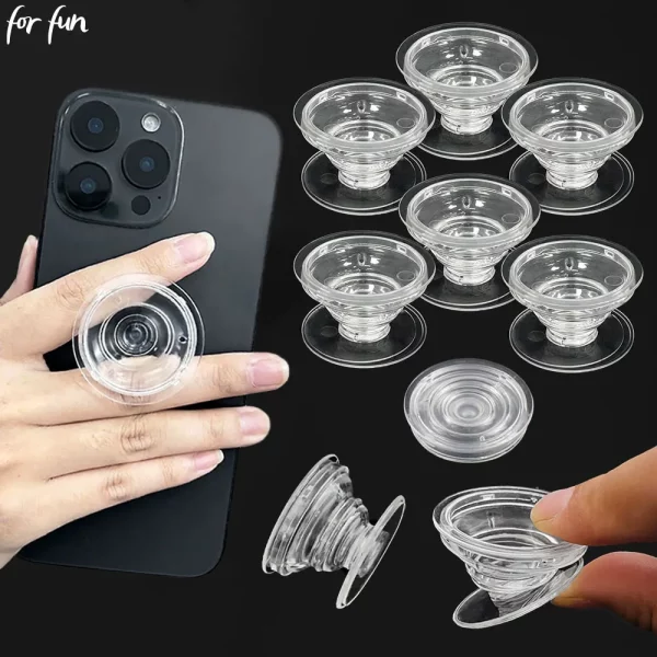 재미를 위해 투명 접이식 전화 소켓 손가락 반지 GripTok Posket 핸들 DIY 휴대 전화 스탠드 기본 그립 홀더 액세서리
