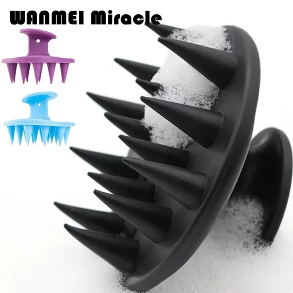 모발 성장을위한 1pcs 헤어 브러시 두피 마사지 금형없는 실리콘 두피 마사지 샴푸 브러시 두피 스크러버 엑스 폴리 에이 팅 도구