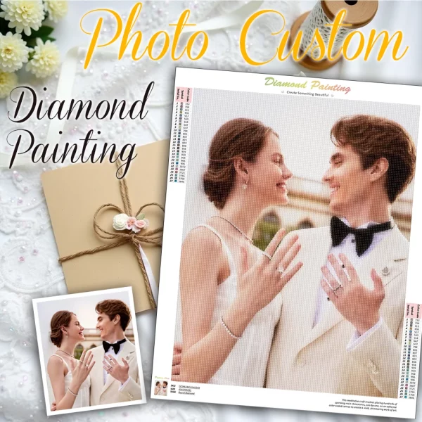 GATYZTORY 사진 사용자 정의 다이아몬드 페인팅 완료 키트 액세서리 5D 다이아몬드 그림 라인 석 결혼 선물 예술 공예 스티치
