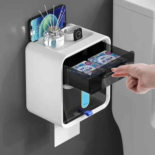 종이 타월 디스펜서 화장지 홀더 방수 티슈 상자 벽 마운트 스토리지 선반 랙 종이 스토리지 박스 욕실 제품