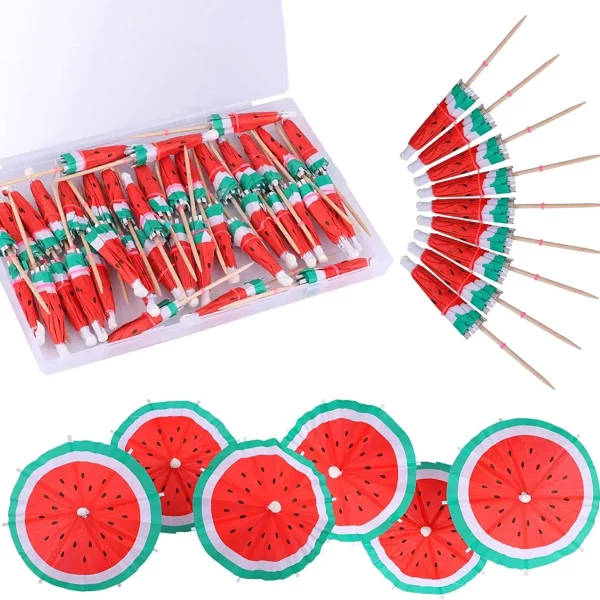 수박 우산 이쑤시개, 여름 해변 파티 음료 우산 칵테일 장식, 해피 하와이 알로하 생일 파티 용품, 10 개