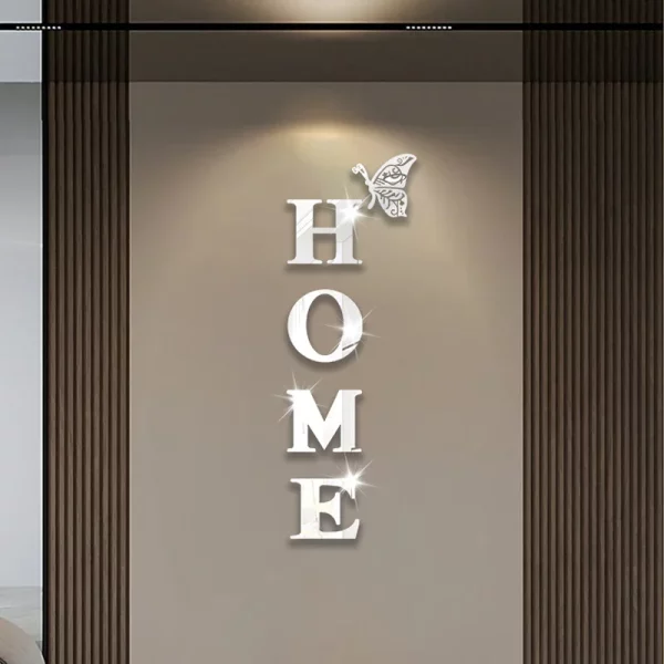 새로운 나비 홈 영어 편지 벽 스티커 거울 아크릴 자기 접착제 분리형 벽 스티커 현대 홈 장식
