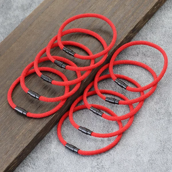 남성 여성을위한 도매 10 개/갑 4mm 로프 팔찌 행운의 부적 붉은 스레드 Braclet 자석 버클 가장 친한 친구 Braslet Pulsera
