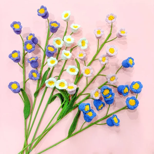 수제 보존 신선한 꽃 링글란 부케 완제품, DIY 크로셰 신부 부케, 창의적인 선물, 인공 꽃 선물