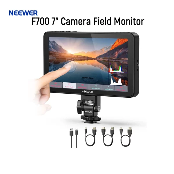 NEEWER F700 7인치 카메라 필드 모니터, 2000nit HD 1920x1080 IPS 터치스크린 (3D LUT 지원), 4K 루프 인/아웃 및 피크 포커스 기능 탑재