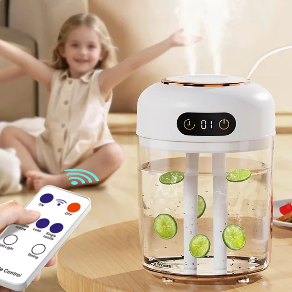 침실용 리모컨 가습기 대형 방 가정용 미스트 탑 필 디퓨저 아기 및 식물용 야간 조명 12시간 타이머