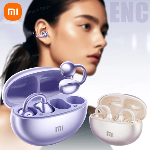 XIAOMI Mijia 무선 이어폰 오픈 이어 M91 이어 클립 ENC 헤드셋 Bluetooth 5.4 Android iOS 용 HD 통화 터치 컨트롤 헤드폰