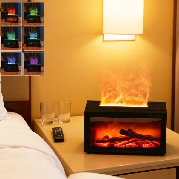 미니 가습기 아로마테라피 디퓨저 에센셜 오일 아로마테라피 스프레이 가정용 벽난로 아로마 디퓨저 조명 포함