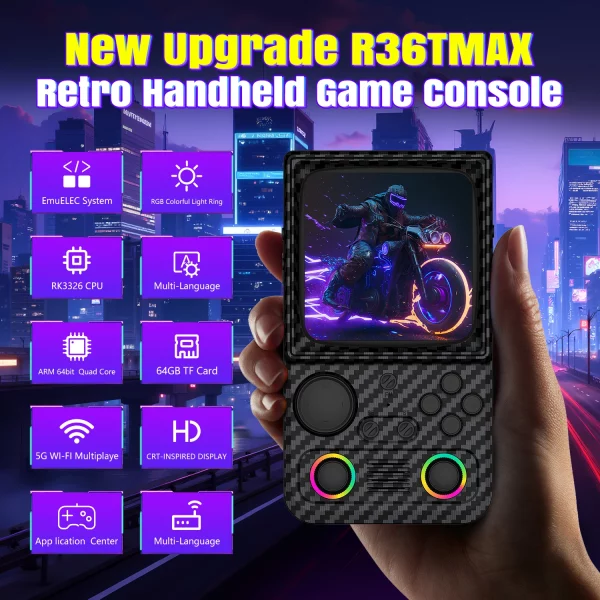 AISLPC R36T MAX 레트로 휴대용 게임 콘솔 EmuEMEC 시스템 20000+ 게임 4.0'' IPS 스크린 5G 지원 휴대용 포켓 비디오 플레이어