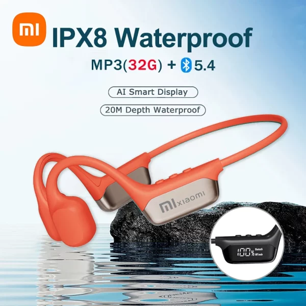 Xiaomi Mijia 뼈 전도 이어폰 IPX8 방수 헤드셋 수영 블루투스 5.4 무선 스포츠 헤드폰 MP3 32G RAM