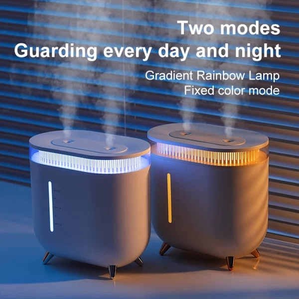 듀얼 스프레이 기능 초음파 가습기 프로젝터, 충전식 3600 mAh 스프레이, 침실 가정용 미니 USB 가습기, 2L