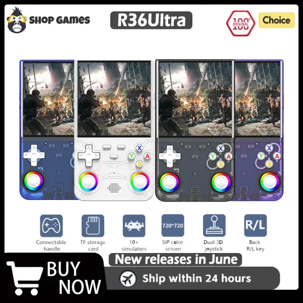 R36 울트라 2025 오픈 소스 R36S 비디오 게임 콘솔 리눅스 시스템 4.0인치 IPS 스크린 휴대용 포켓 비디오 플레이어 64G 최고의 게임
